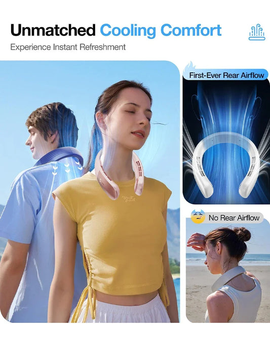 IL VENTO VI ARRIVA COME NATURALE Ventilatore da collo pieghevole JKUOO 2025 - Ricaricabile tramite USB a 3 velocità, silenzioso e fresco per campeggio/spiaggia/viaggi - Offerta estiva, spedizione gratuita