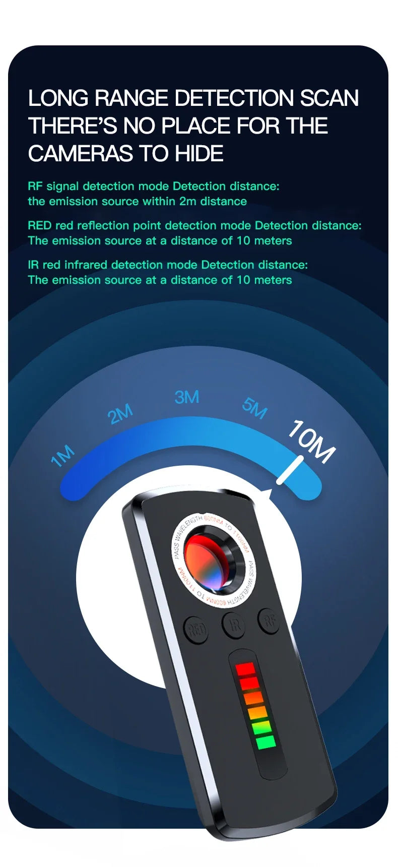 Hidden Camera Detector Anti Spy Gadget Professional Hunter Wireless Signal Car GPS Infrared Search Wiretapping Bug Mini Devices