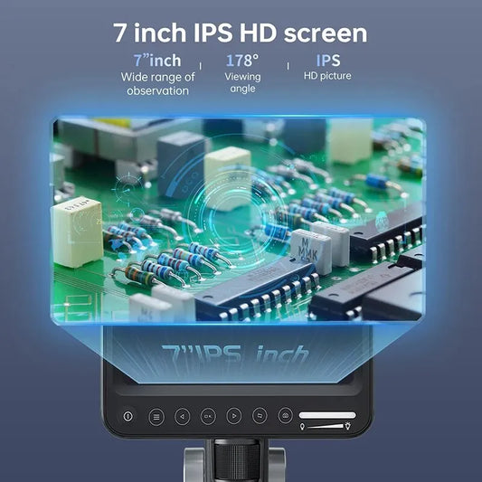 1600X Microscopio digitale 12MP Microscopi video elettronici 7 pollici IPS schermo microscopio di saldatura con 28 LED con Windows/ Mac