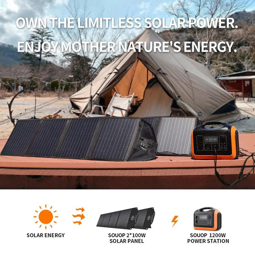 1200w Charge Backup Powerstation Lifepo4 Battery Energy System Supply Portable Solar Generator Panel Sets Power Station 1000w