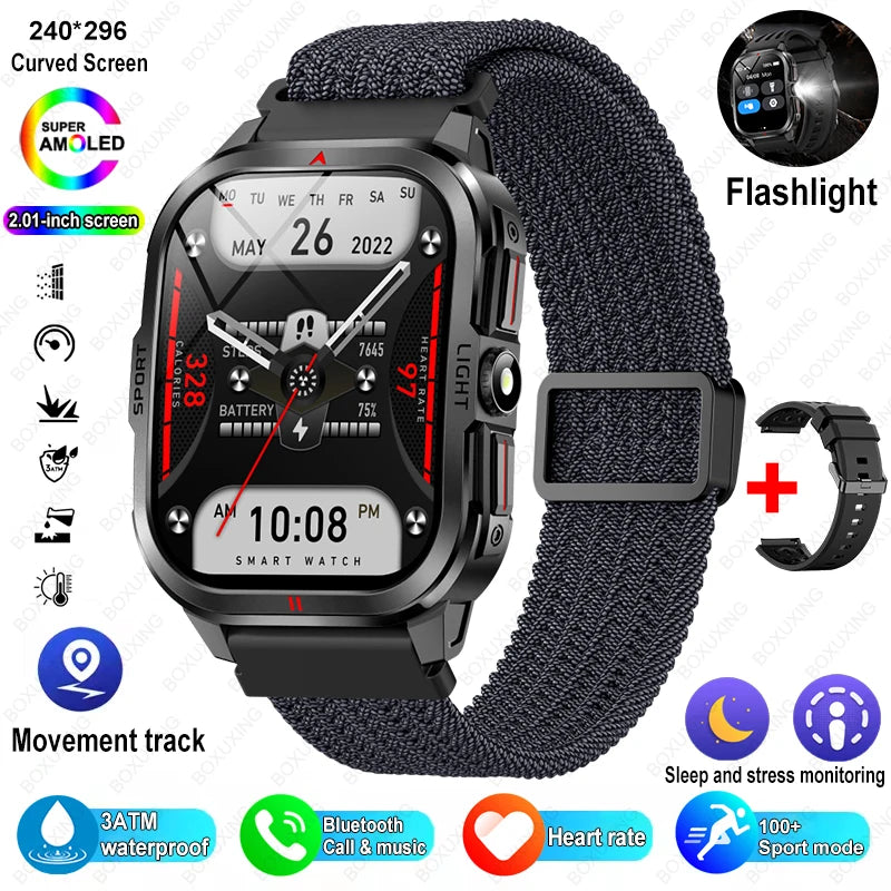 Nuovo per Xiaomi Military Smart Watch Men 3ATM impermeabile all'aperto Sport Fitness Tracker Monitor di salute Bluetooth Chiamata Smart Watch