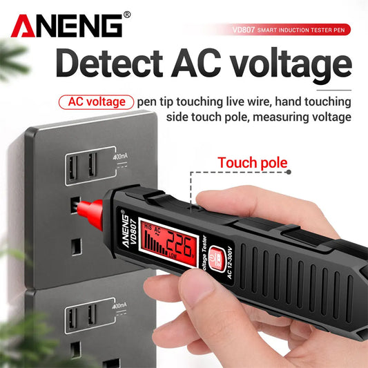 ANENG VD807 One Word Portable Induction 50/60Hz Smart Tester Electric Pen NCV Sensor AC 12-300V Non-Contact Wire Detector Tools