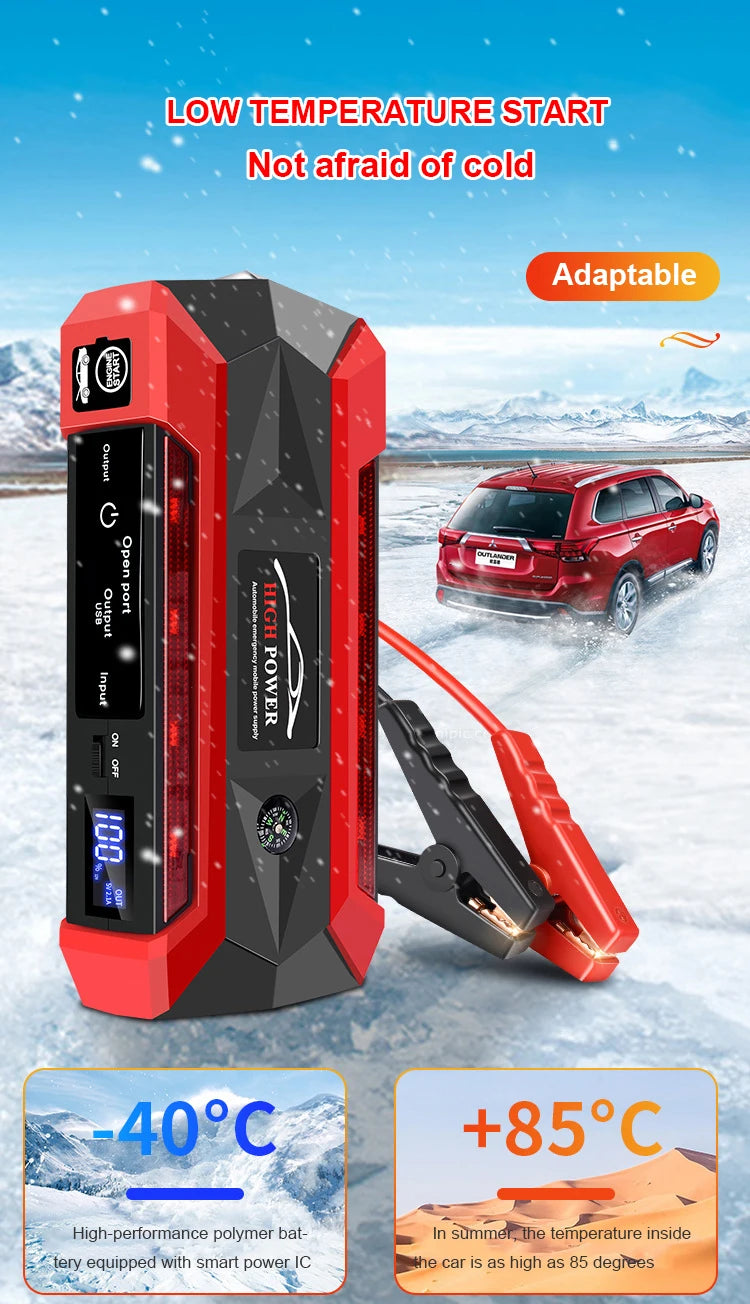 Car Battery Starter 30000mAh Caricatore portatile Auto Jump Starter 12V Benzina Diesel Car Emergency Booster Start Alimentazione