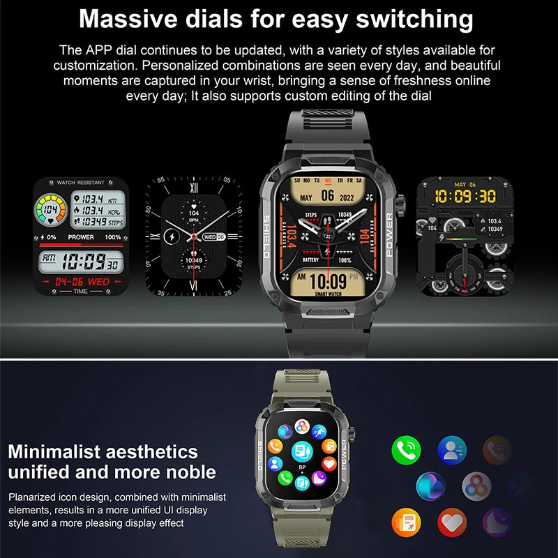 Nuovo per Huawei Xiaomi Military Smart Watch Monitor di salute degli uomini impermeabile all'aperto Sport Tracker Bluetooth Call Smartwatch 2025