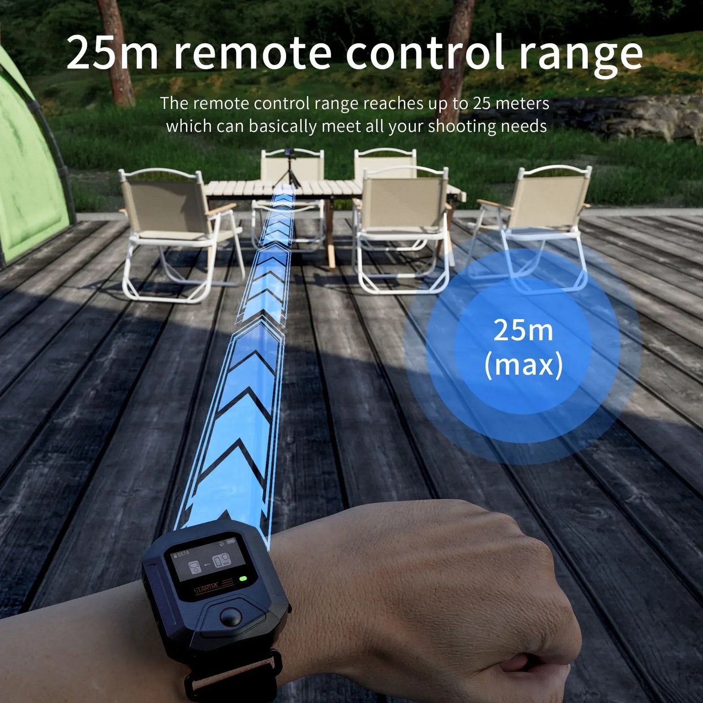 Telecomando Bluetooth GPS Action 5 Pro per DJI Action 4 Accessori per fotocamere sportive Orologio da polso con telecomando wireless da 25 m