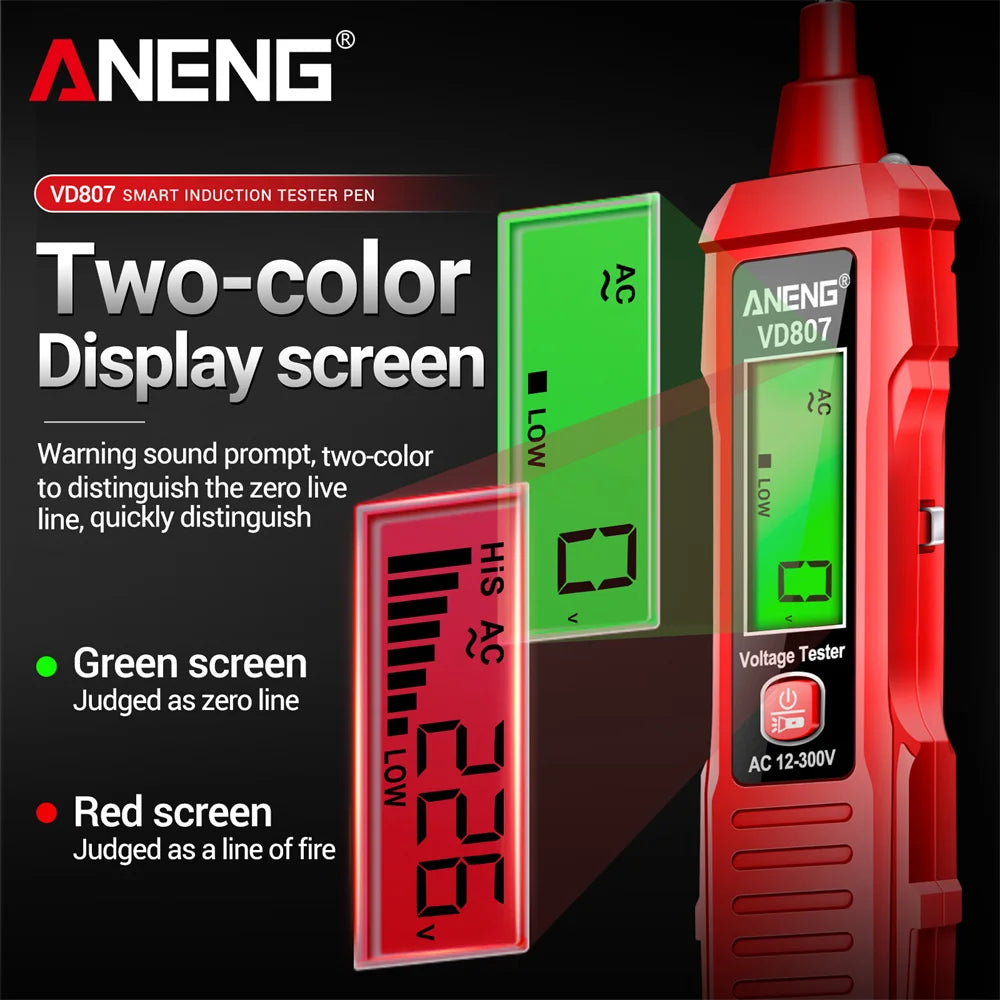 ANENG VD807 Una parola di induzione portatile 50/ 60Hz Smart Tester penna elettrica NCV sensore AC 12-300V senza contatto filo rivelatore strumenti