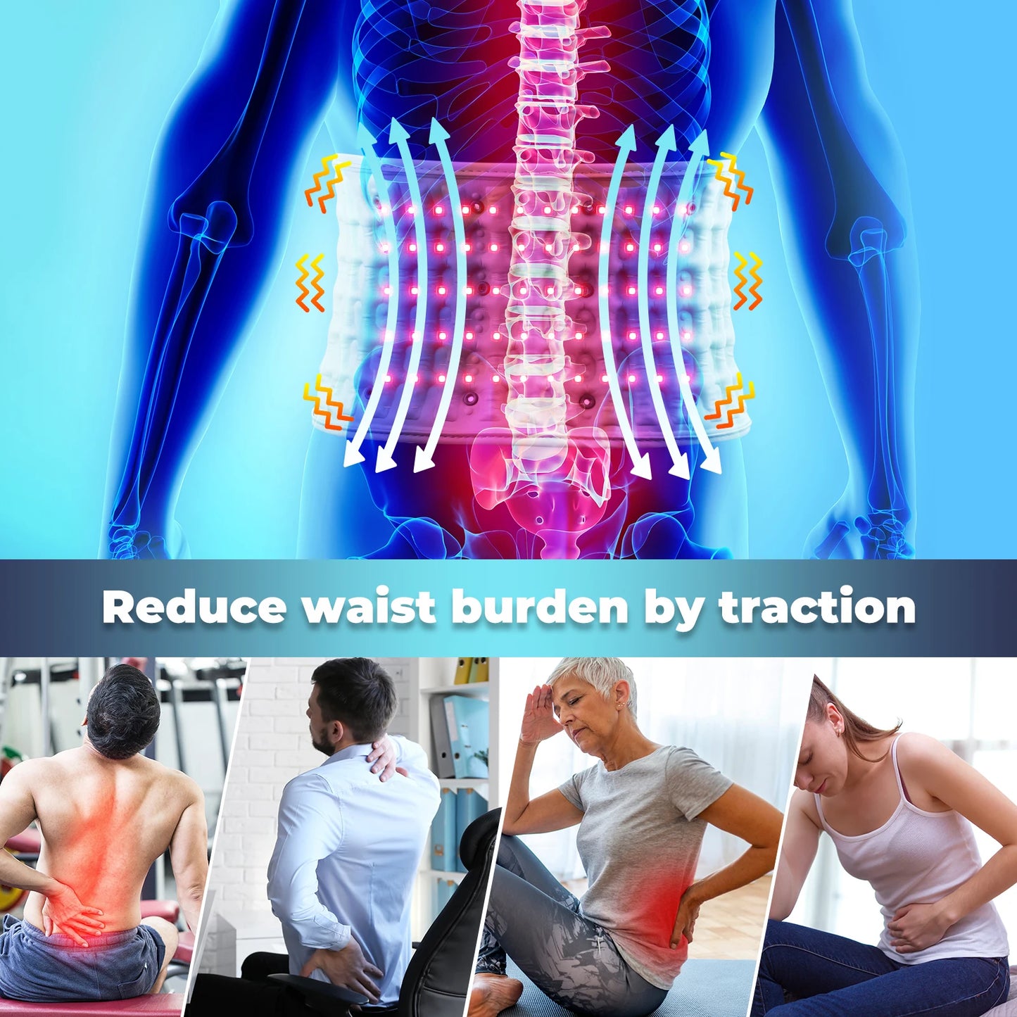 Cintura gonfiabile Protezione per decompressione lombare Back Brace riscaldato Vibrazione Massaggio Cintura Airbag Supporto Correzione della postura