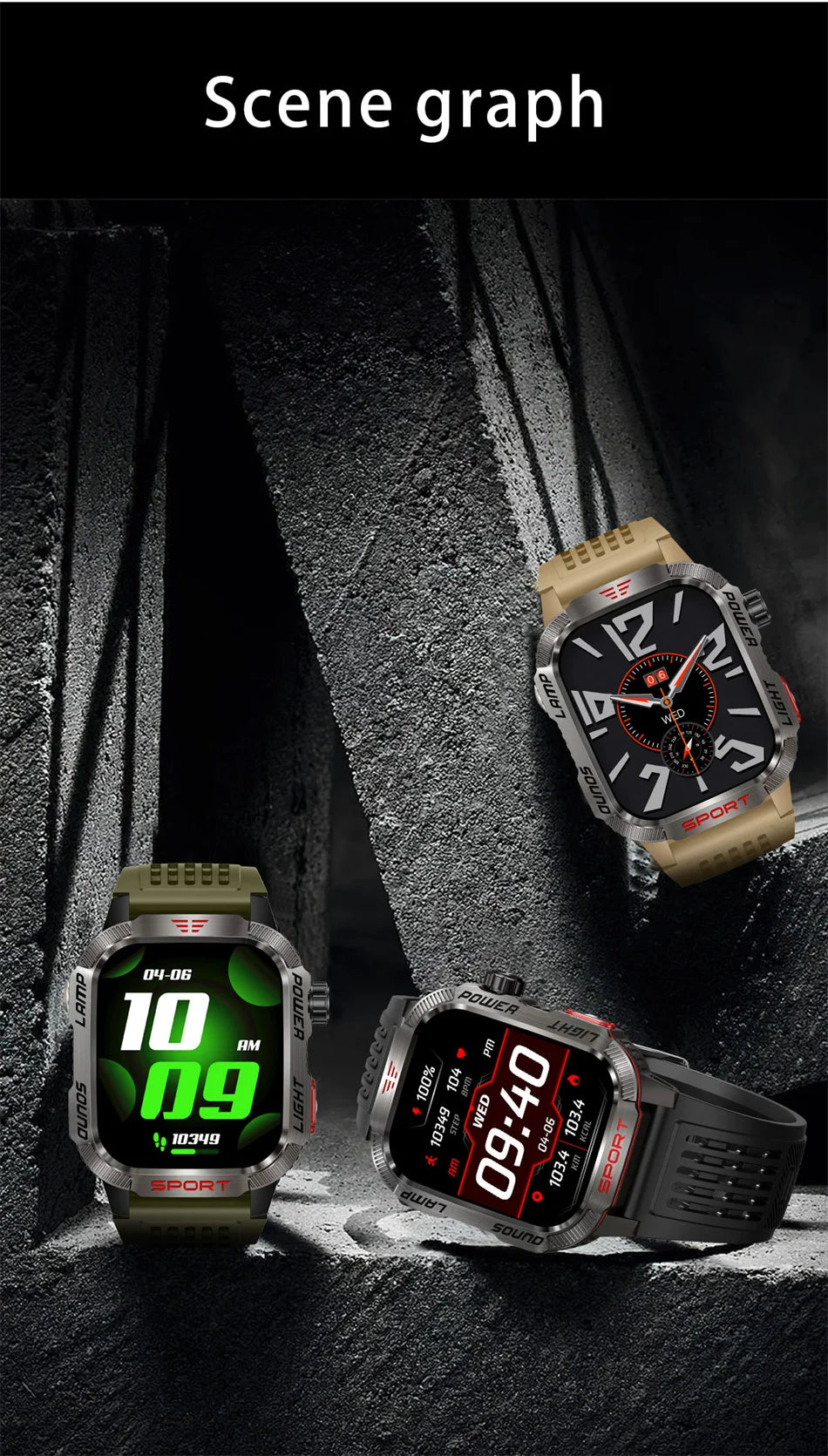 Nuovo per Huawei Xiaomi Militare GPS Smart Watch Uomini Torcia elettrica Bussola impermeabile all'aperto Sport Tracker Bluetooth Chiamata Smartwatch