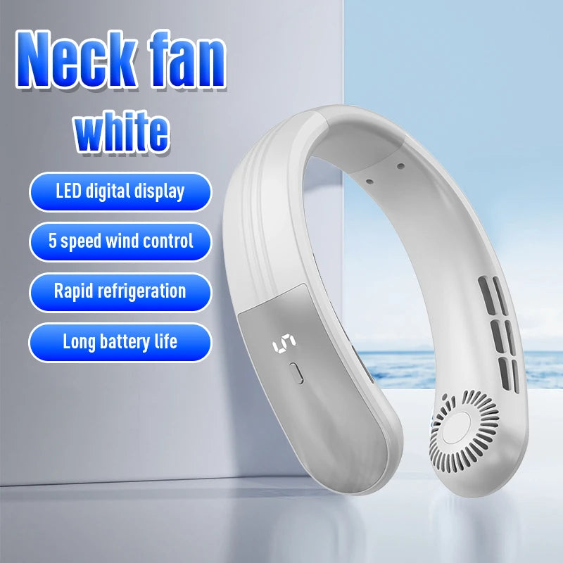 IL VENTO VI ARRIVA COME NATURALE Ventilatore da collo pieghevole JKUOO 2025 - Ricaricabile tramite USB a 3 velocità, silenzioso e fresco per campeggio/spiaggia/viaggi - Offerta estiva, spedizione gratuita