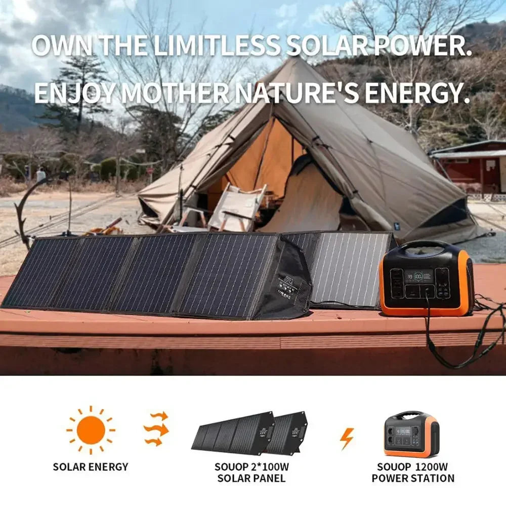1200w charge backup powerstation lifepo4 battery energy system supply portable solar generator panel sets power station 1000w