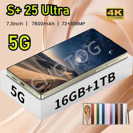 16 GB-ED 1 TERA Nuovo S + 25 Ultra Smartphone 2025 Originale 7.3HD Telefono cellulare Snapdragon 8 Gen3 Android 14 telefoni cellulari 4G 5G Dual SIM