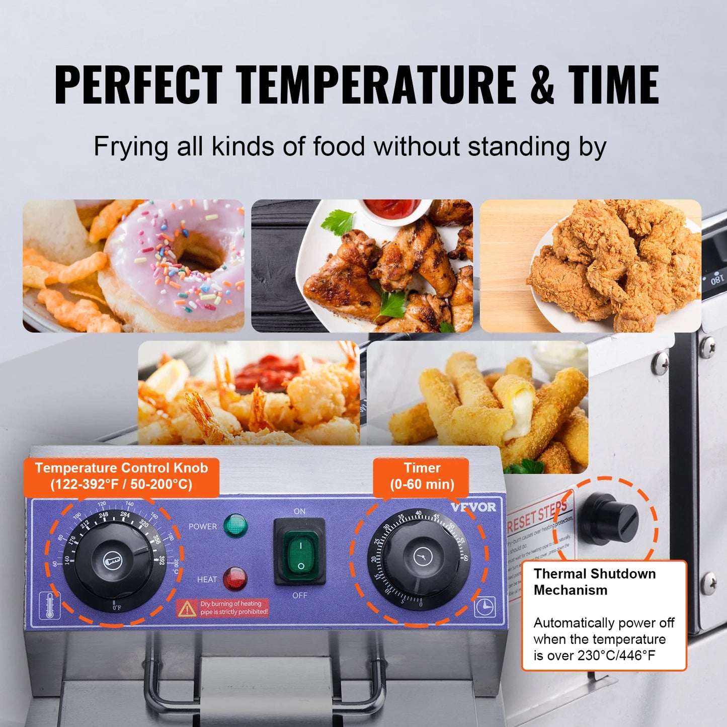 VEVOR Commercial Electric Deep Fryer w/Dual Tanks 12L 3000W Stainless Steel Countertop Fryer for Fried Chicken French Fries