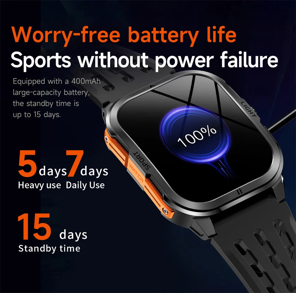Nuovo per Xiaomi Military Smart Watch Men 3ATM impermeabile all'aperto Sport Fitness Tracker Monitor di salute Bluetooth Chiamata Smart Watch