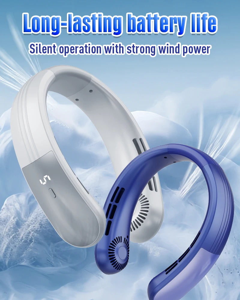 IL VENTO VI ARRIVA COME NATURALE Ventilatore da collo pieghevole JKUOO 2025 - Ricaricabile tramite USB a 3 velocità, silenzioso e fresco per campeggio/spiaggia/viaggi - Offerta estiva, spedizione gratuita