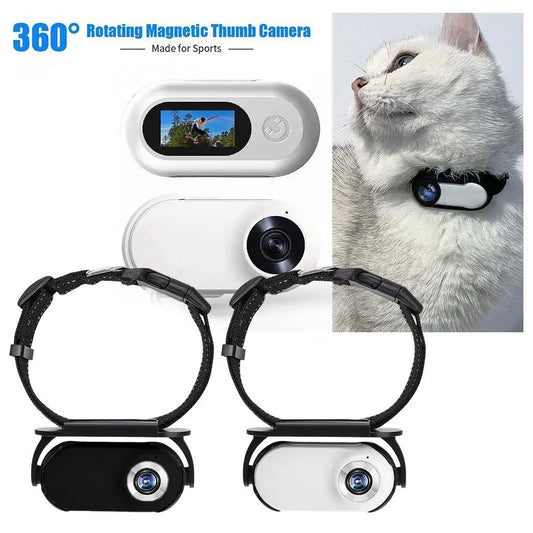 Telecamera per collare per animali domestici, per esterni, senza Wi-Fi, per collare per gatti, action camera, con 170 obiettivi, video tracker, telecamera di registrazione, per cani, mini ang A1J7