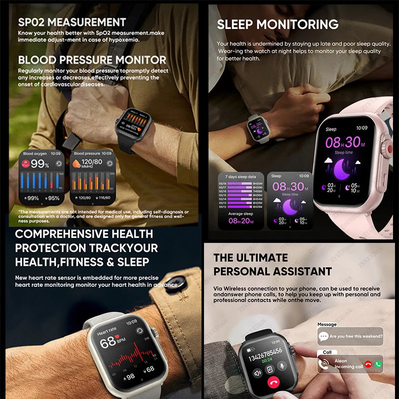 2025 Nuovo per Huawei Xiaomi Smart Watch Uomini Donne 1.85 pollici HD AMOLED Full Touch Screen IP68 Impermeabile Bluetooth Chiamata SmartWatch.