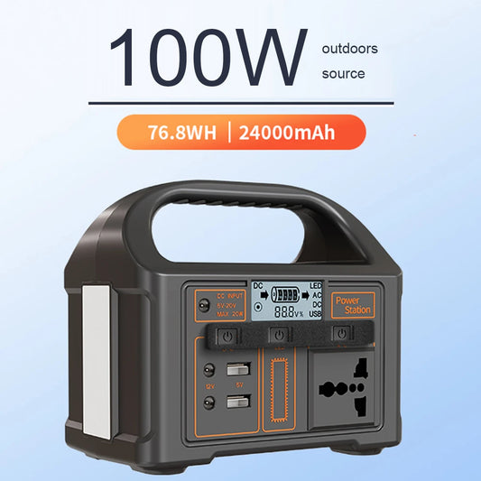 100W portatile Solar Power Station 110 V/ 220 V generatore di energia 24000mAh all'aperto Camping Power Bank Display a LED per avventura di viaggio