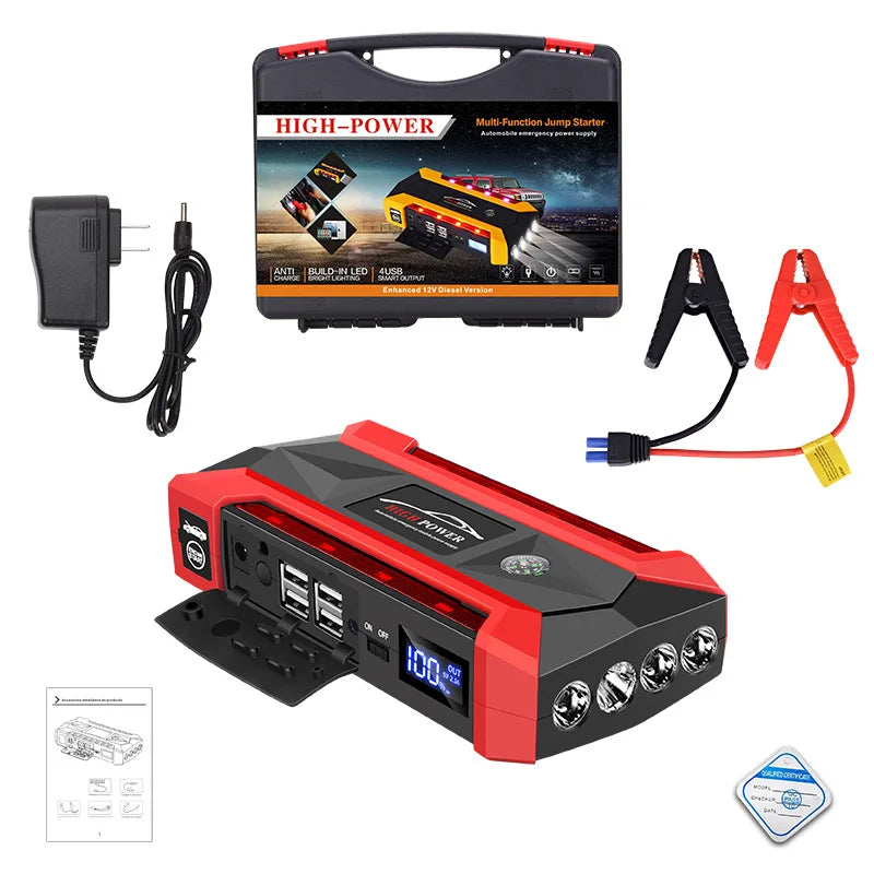 Car Battery Starter 30000mAh Caricatore portatile Auto Jump Starter 12V Benzina Diesel Car Emergency Booster Start Alimentazione