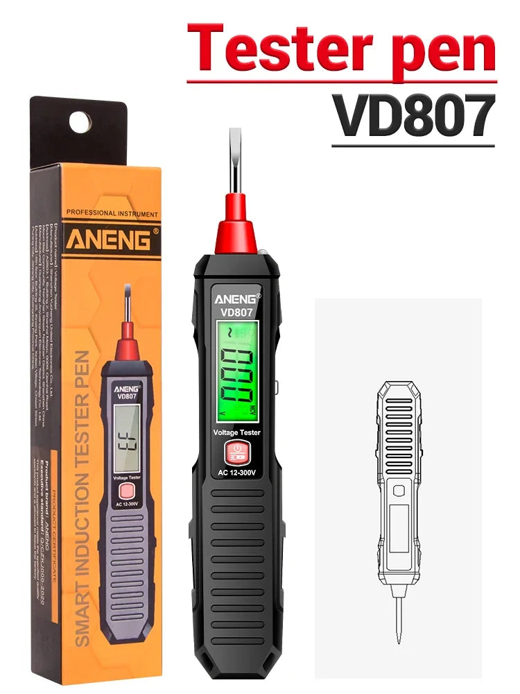 ANENG VD807 Una parola di induzione portatile 50/ 60Hz Smart Tester penna elettrica NCV sensore AC 12-300V senza contatto filo rivelatore strumenti