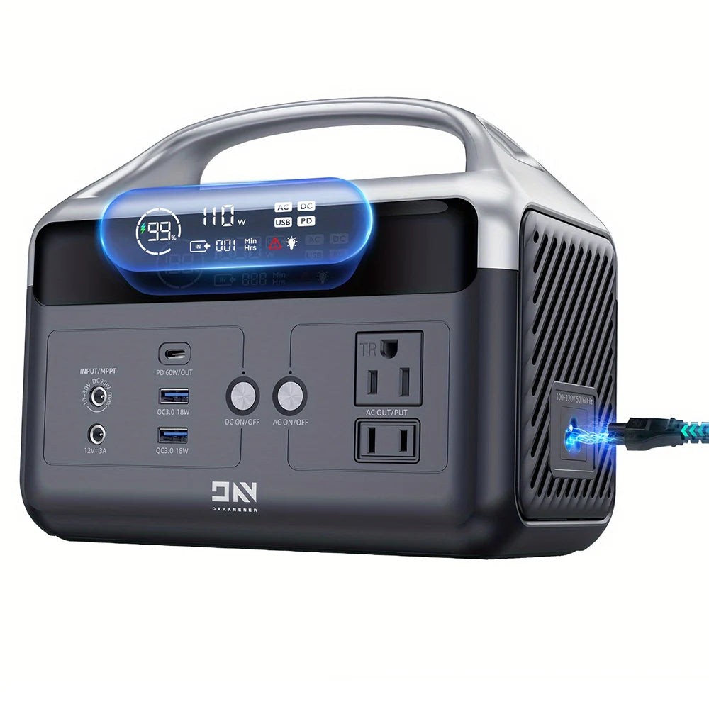 DaranEner NEOZ Portable Power Station 300W 179.2Wh LiFePO4 Battery LED Fashlight, 1.5hrs Fast Charging MPPT Controller, BMS, UPS