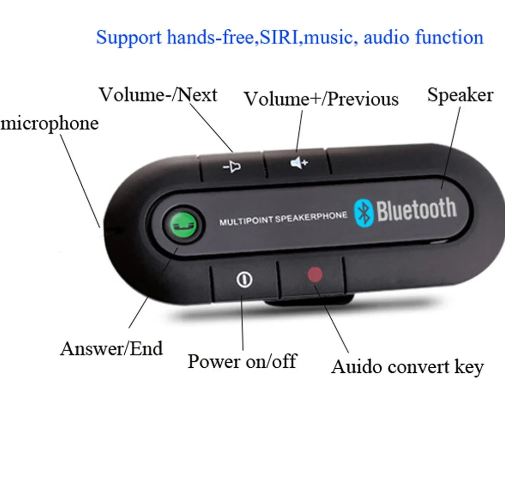 Kit telefono vivavoce Bluetooth per auto KMIND Altoparlante vivavoce wireless Altoparlante Lettore musicale MP3 Adattatore ricevitore audio per auto