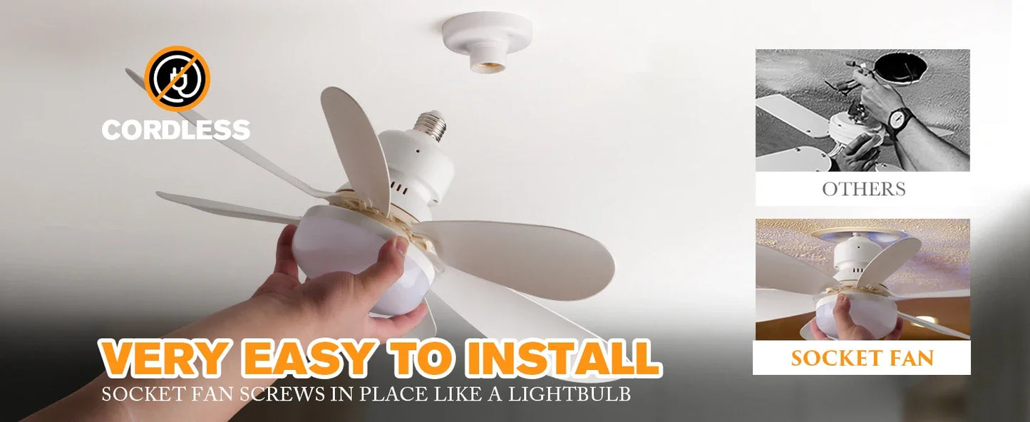 LED 40W ventilatore da soffitto luce E27 con telecomando per dimmerazione, adatto per soggiorno, studio, uso domestico, 85-265V
