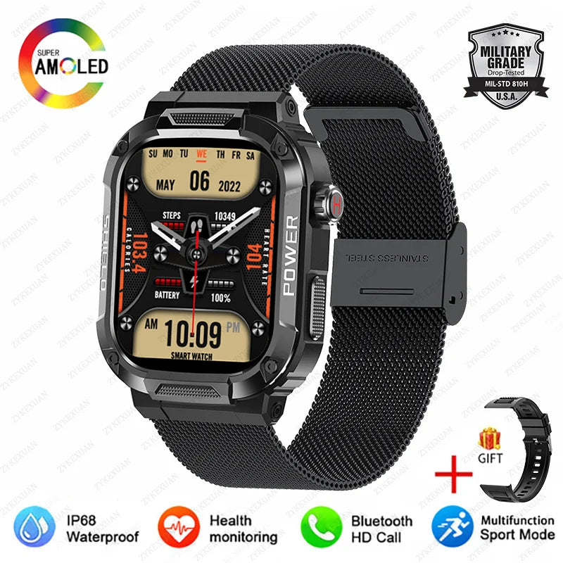 2025 Nuovo per Xiaomi Military Smart Watch Uomini impermeabili all'aperto Sport Fitness Tracker Monitor di salute 2.10" BT Call Smartwatch