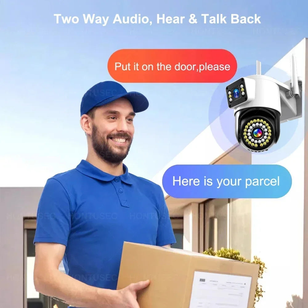 Yoosee 4K 8MP doppia lente doppio schermo a colori visione notturna rilevazione del movimento audio bidirezionale all'aperto impermeabile wifi telecamera di sicurezza