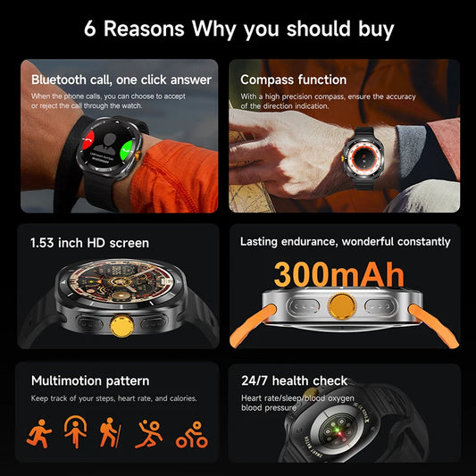 Novità 2025 per Samsung Galaxy Watch 7 Ultra GPS NFC Smart Watch da uomo 1,43" AMOLED con display sempre IP68 BT Call Sports Smartwatch