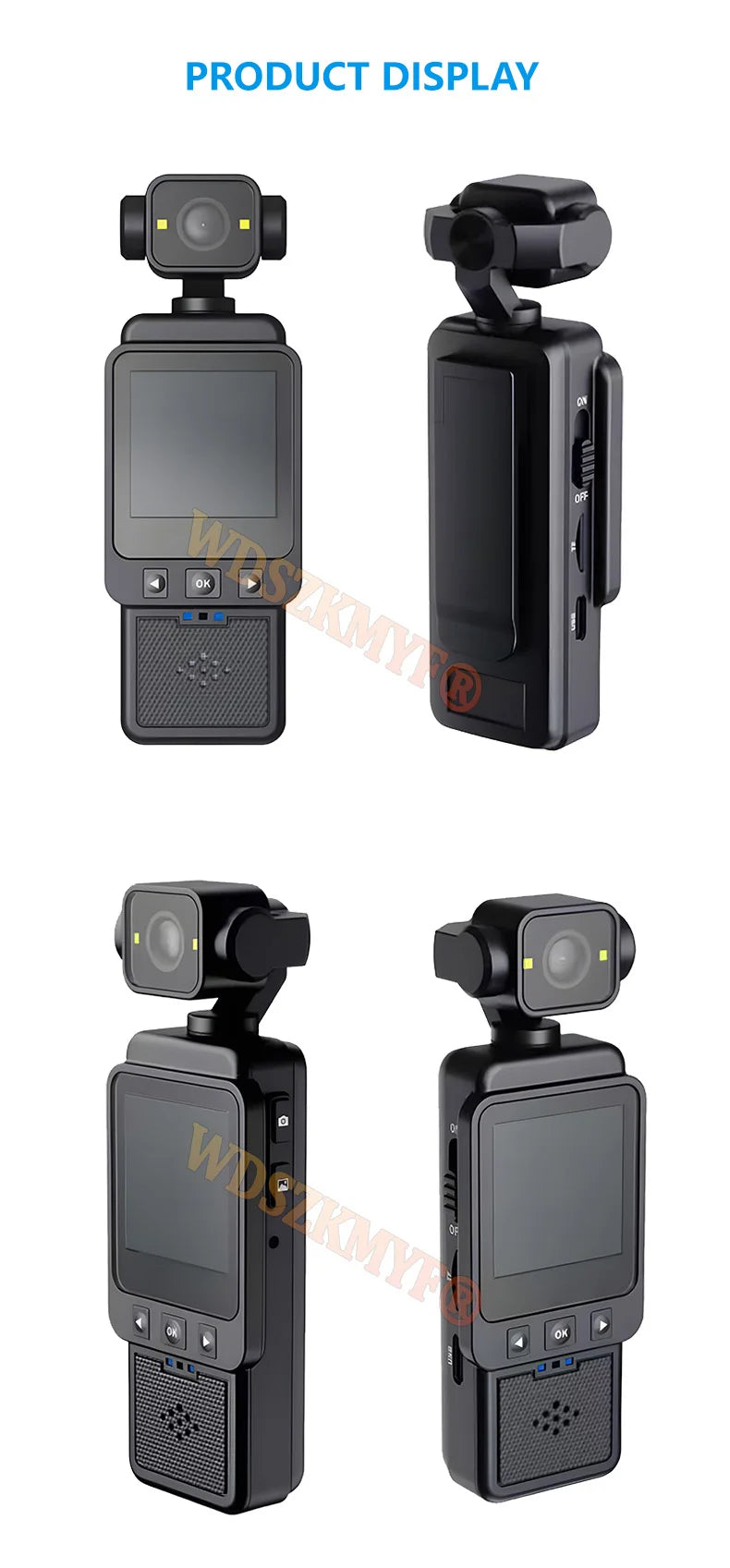 FHD 1080P Wifi Fotocamera Video digitale Outdoor Sports Camera Mini DV Portatile portatile per l'applicazione della legge Registratore a 360 gradi Obiettivo girevole