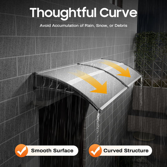 -22~356°F PC PP Window Awning Front Door Canopy 200CM UV Transparent Roof Window Awning Cover Window Awning For Outdoor Balcony