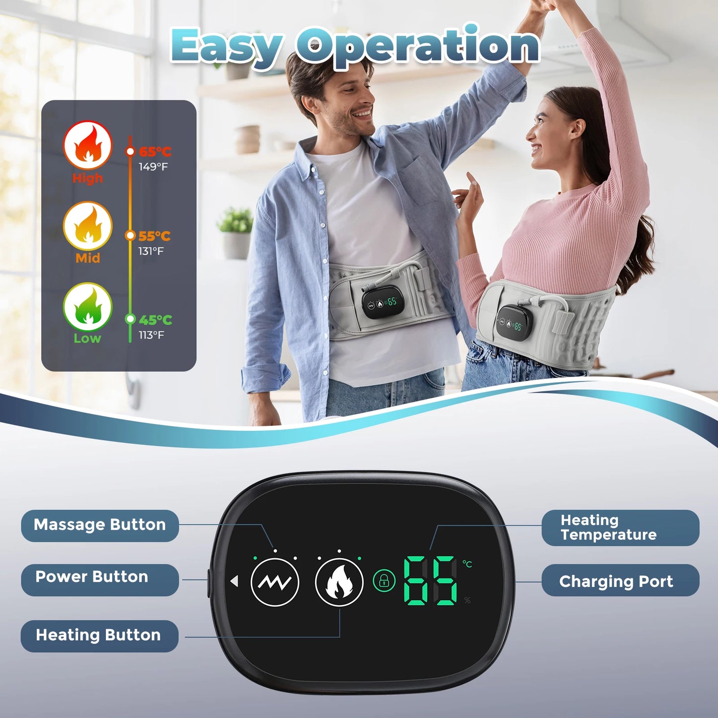 Cintura gonfiabile Protezione per decompressione lombare Back Brace riscaldato Vibrazione Massaggio Cintura Airbag Supporto Correzione della postura