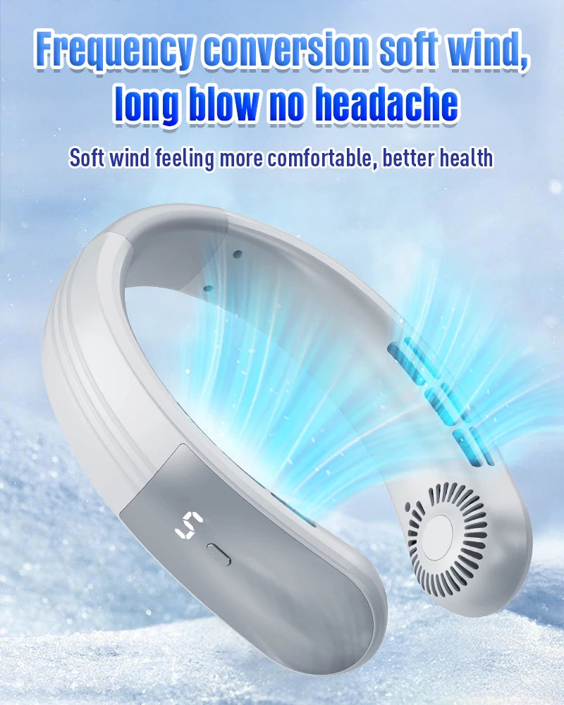 IL VENTO VI ARRIVA COME NATURALE Ventilatore da collo pieghevole JKUOO 2025 - Ricaricabile tramite USB a 3 velocità, silenzioso e fresco per campeggio/spiaggia/viaggi - Offerta estiva, spedizione gratuita