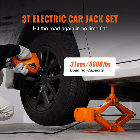 Jack per auto elettrica SucceBuy da 3 tonnellate con chiave a percussione elettrica, sollevamento portatile da 12 V per SUV e cambio pneumatici per camion