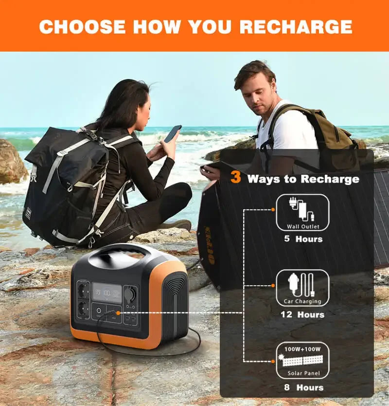 1200w charge backup powerstation lifepo4 battery energy system supply portable solar generator panel sets power station 1000w