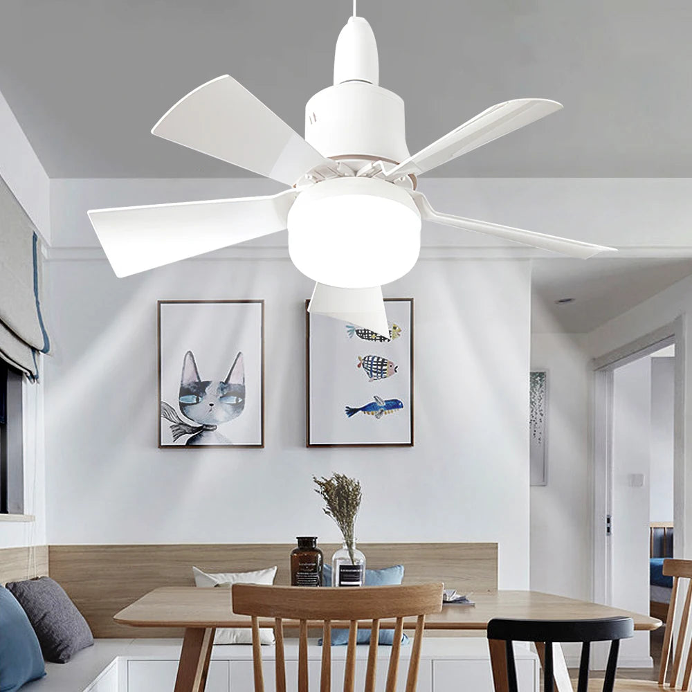 Ventilatore a soffitto LED con luce telecomando dimmerabile 30W E27 base moderna intelligente senza fili ventilatori illuminazione per camera da letto e soggiorno