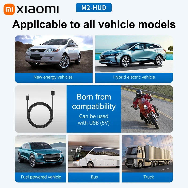 Xiaomi Car Speedometer M2 HUD Head-Up Display a LED Misuratore di velocità digitale Proiettore parabrezza Veicoli Auto Elettronica Accessori