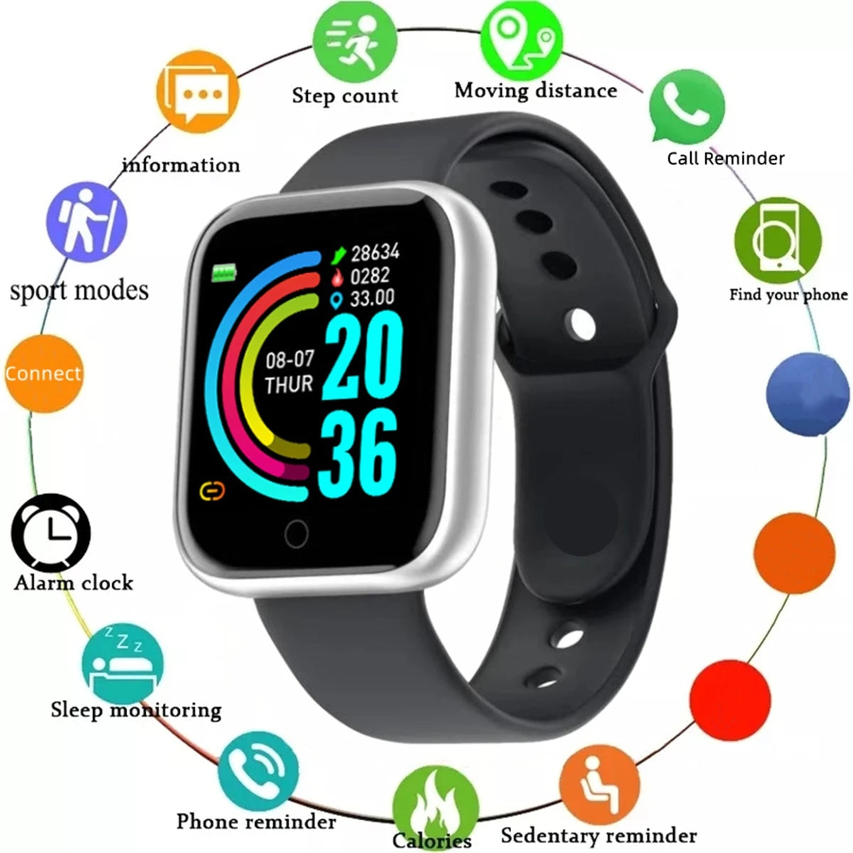 Smartwatch Uomini Donne Orologi da polso Smart Watch Messaggio Fitness Monitor Bracciale Regalo di compleanno Orologio elettronico per Xiaomi Huawei
