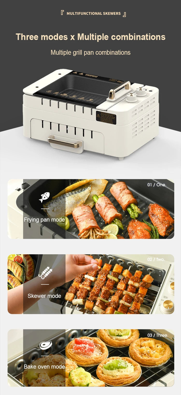 2 layers Electric Skewer Barbecue grill Automatic rotating Lamb Kebabs grill Indoor Smokeless BBQ machine Non-stick frying pan