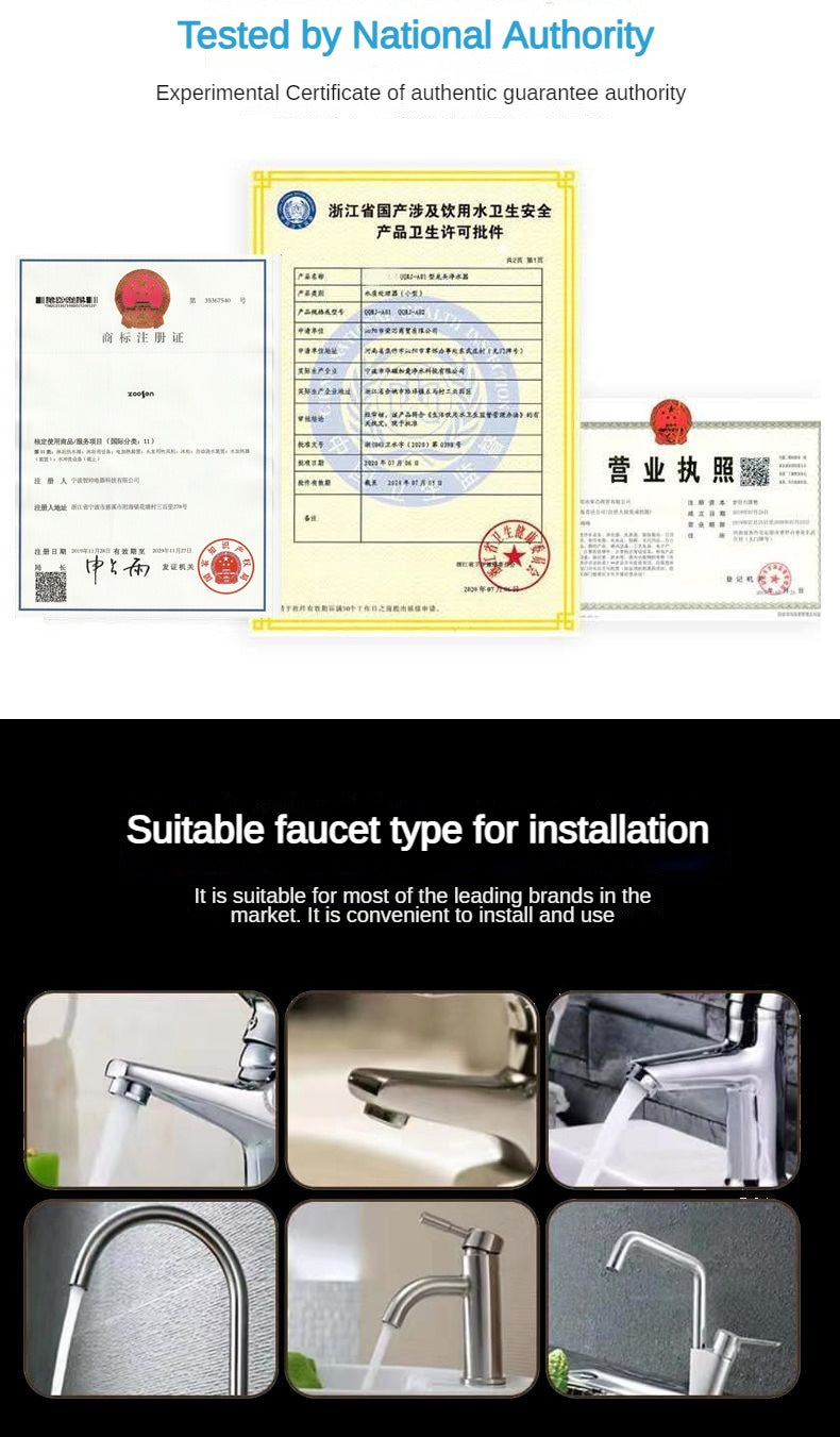 Purificatore per rubinetto dell'acqua potabile da 0,1 μm a 7 strati, filtro per rubinetto ecologico, cartuccia in acciaio inossidabile, carbone attivo ceramico KDF, casa e cucina
