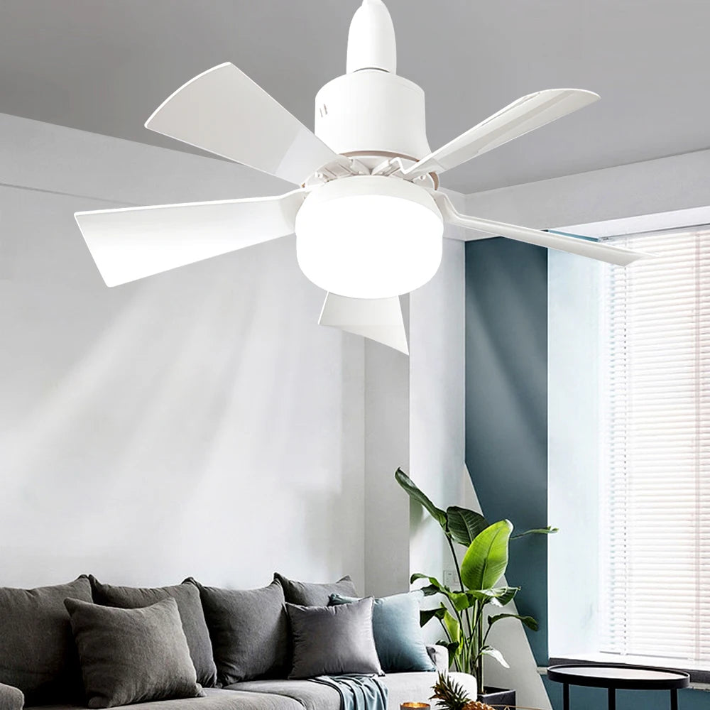 Ventilatore a soffitto LED con luce telecomando dimmerabile 30W E27 base moderna intelligente senza fili ventilatori illuminazione per camera da letto e soggiorno