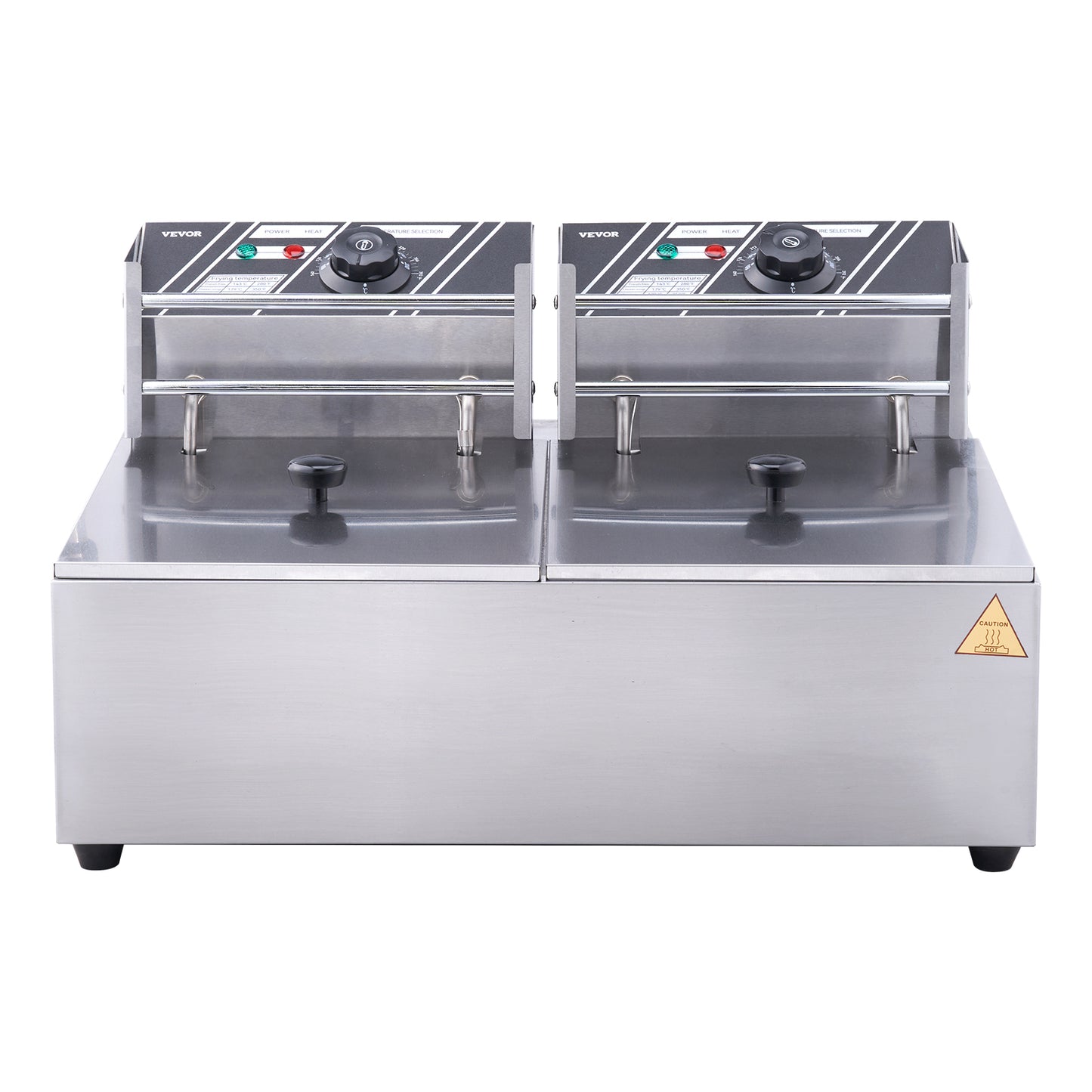 VEVOR Commercial Electric Deep Fryer w/Dual Tanks 12L 3000W Stainless Steel Countertop Fryer for Fried Chicken French Fries