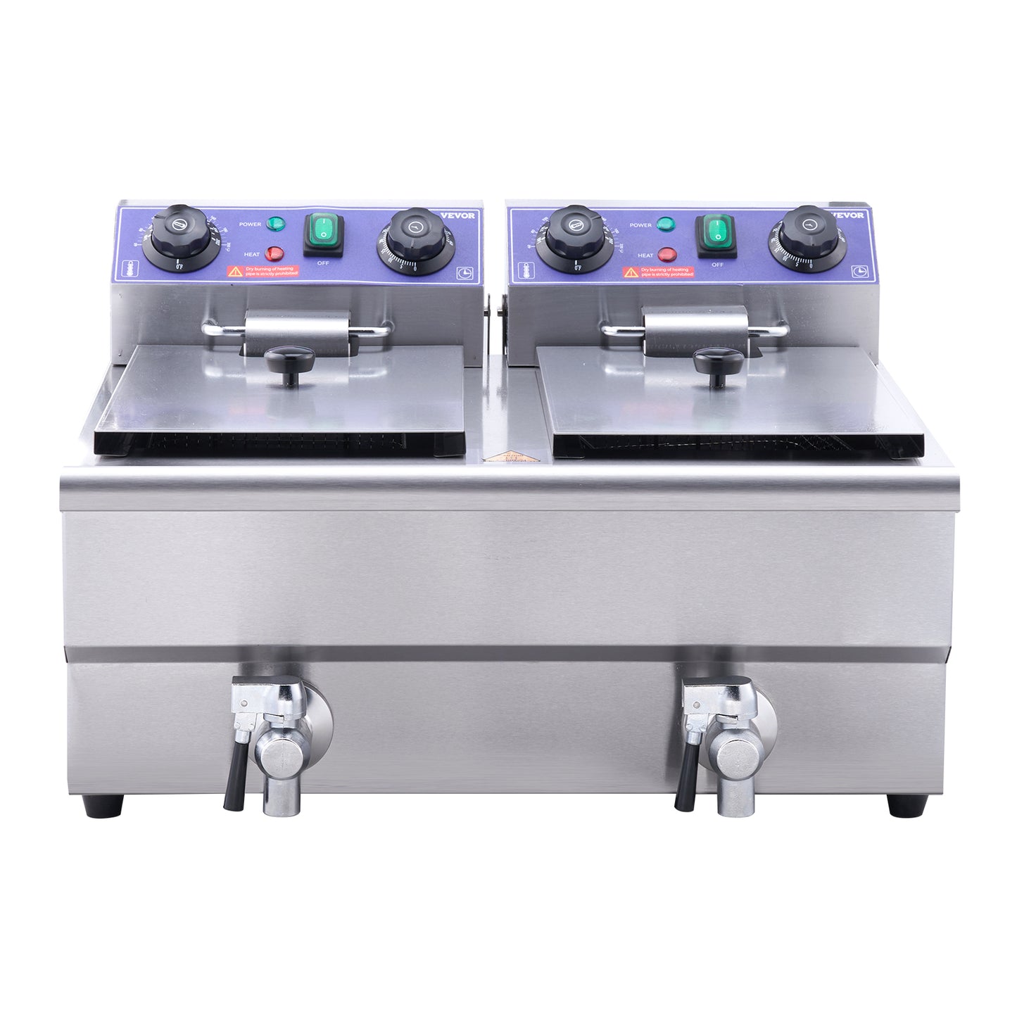 VEVOR Commercial Electric Deep Fryer w/Dual Tanks 12L 3000W Stainless Steel Countertop Fryer for Fried Chicken French Fries