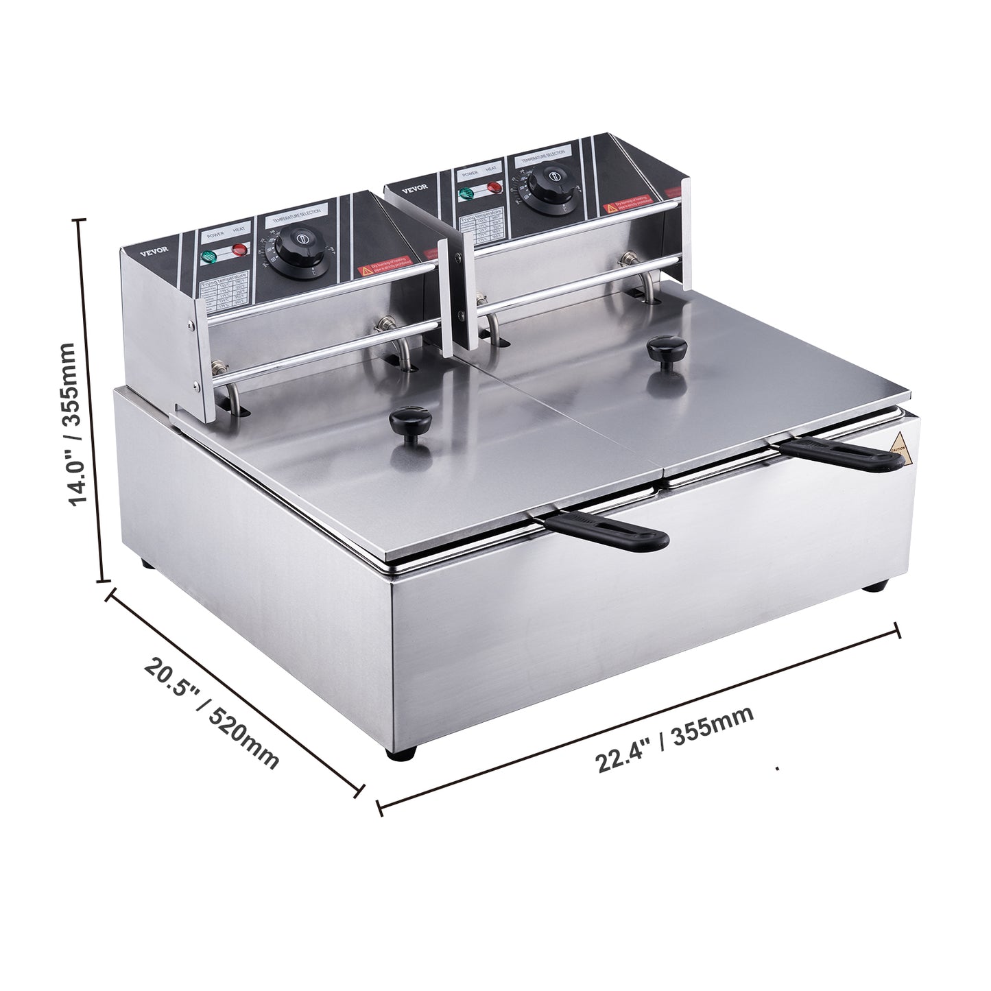 VEVOR Commercial Electric Deep Fryer w/Dual Tanks 12L 3000W Stainless Steel Countertop Fryer for Fried Chicken French Fries