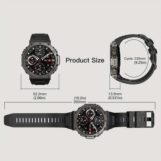 Ciberer Smart Watch Answer/Make Calls, GPS integrato, 3.63cm AMOLED Display, 5 ATM, Bussola, Altitudine, Pressione, 200+ Cloud Dials, Wireless, Ricarica USB, Lega e Silicone, Batteria al litio 500mAh, Altitude Tracker, Com