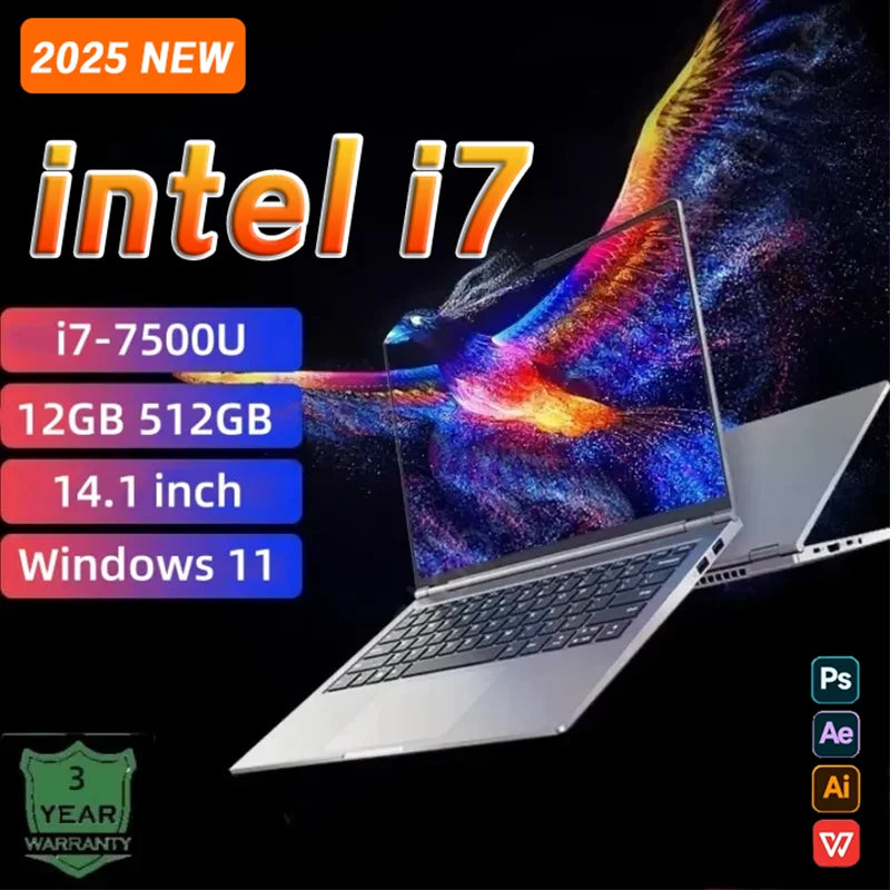 2025 Computer portatile per ufficio Windows 11 Pro intel core i7-7500U Laptop PC Notebook Computer 1920*1080P 12GB RAM 1TB 2TB SSD 180° open pc