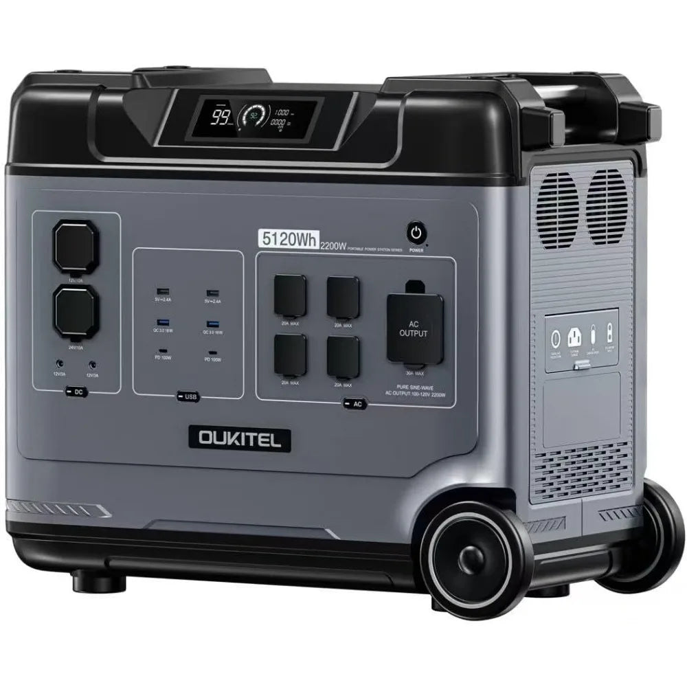 Generatore solare P5000, centrale elettrica solare 5120Wh con prese di corrente alternata 5x2200W (picco 4000W), 1800W Fas