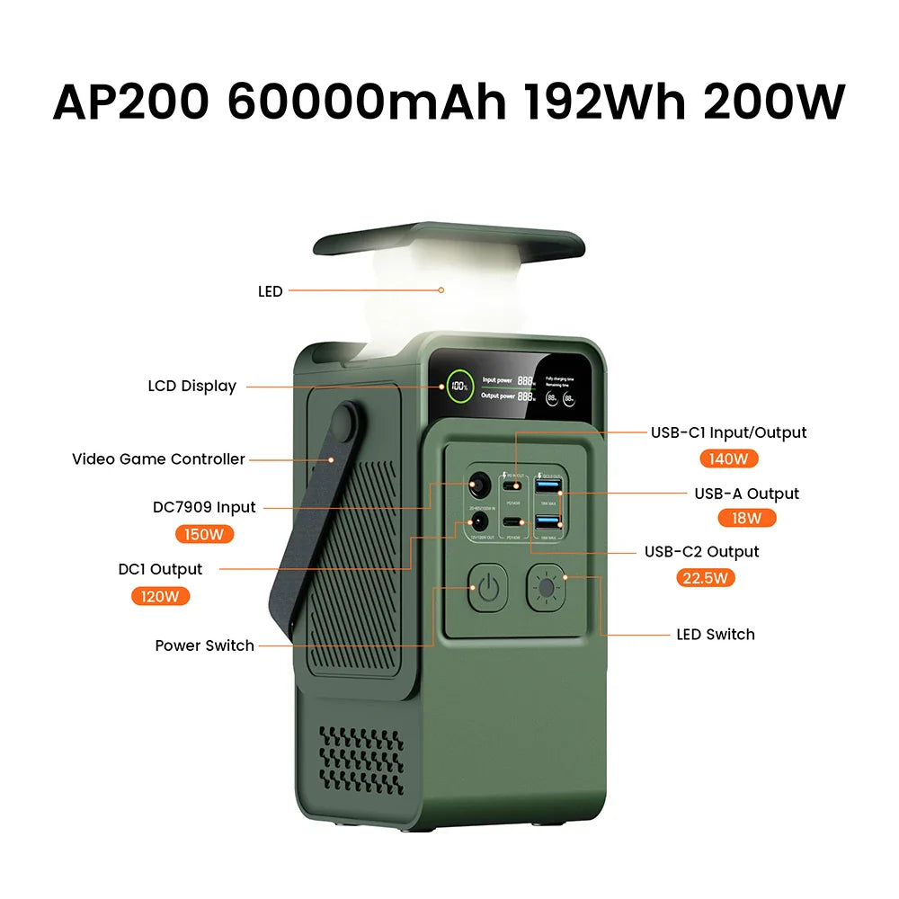 Power Station Camping 200W - Ricarica Portatile