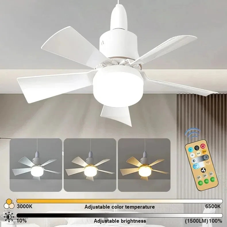 Ventilatore a soffitto LED con luce telecomando dimmerabile 30W E27 base moderna intelligente senza fili ventilatori illuminazione per camera da letto e soggiorno