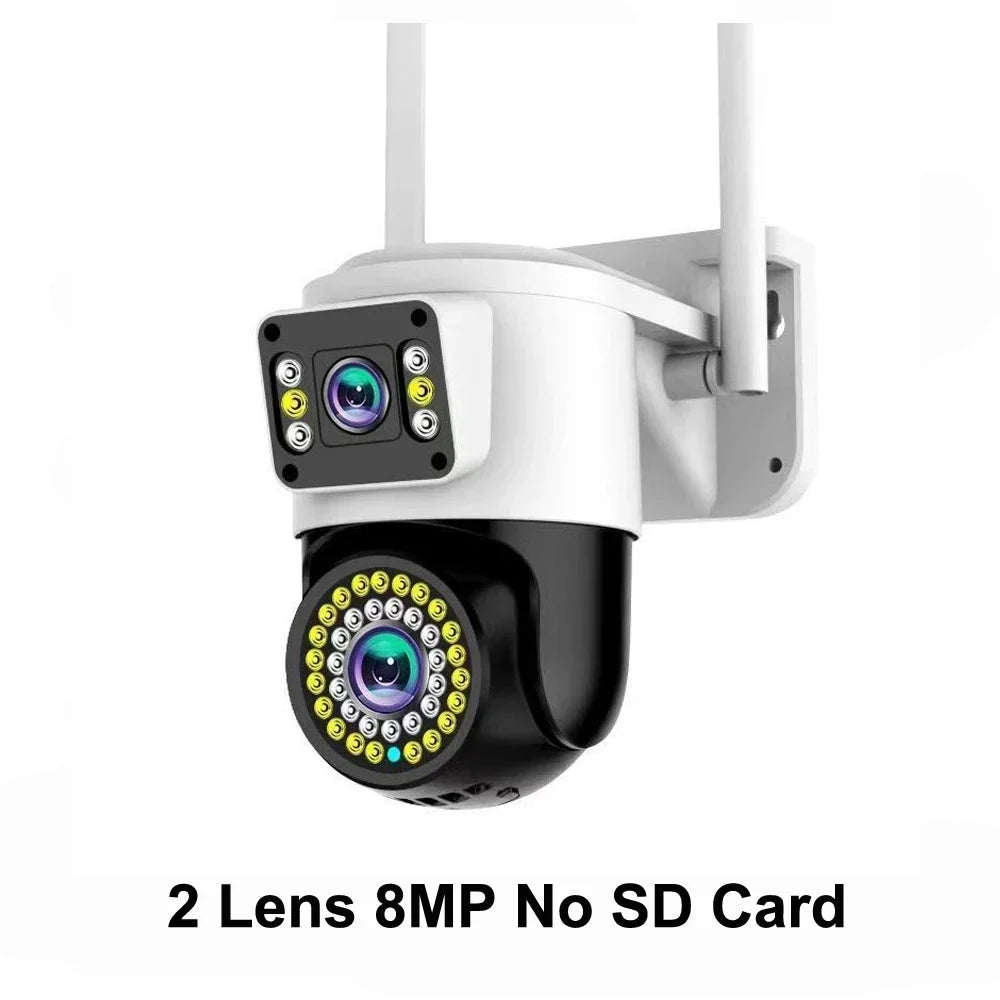 TELECAMERA ESTERNO  4K 8MP doppia lente doppio schermo a colori visione notturna rilevazione del movimento audio bidirezionale all'aperto impermeabile wifi telecamera di sicurezza